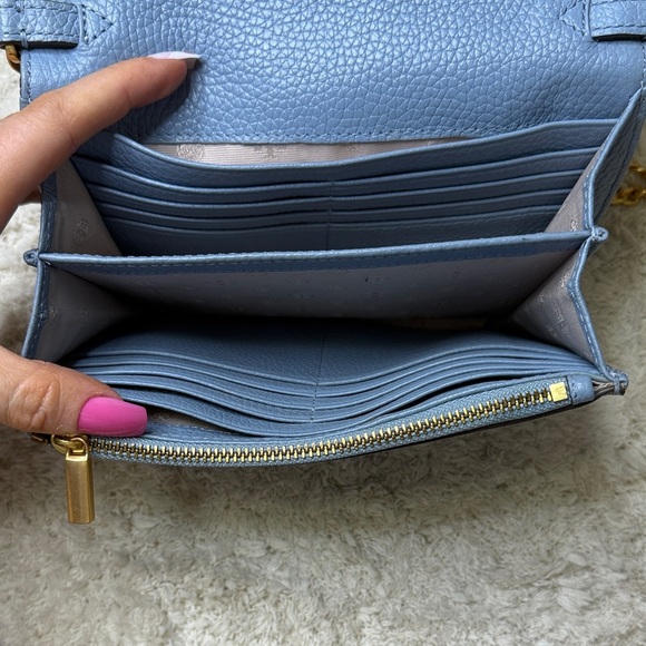 Tory Burch Sky Blue Britten Pebbled Leather Combo Crossbody Bag - Picture 10 of 13